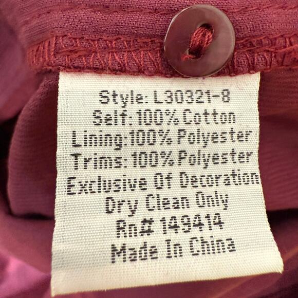 Johnny Was Corduroy Ruffle Midi Dress | Maroon Belted Coastal Cowgirl | NWT | L - Picture 7 of 14